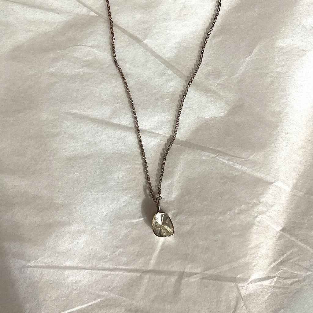 Silver Necklace With Diamond Slice